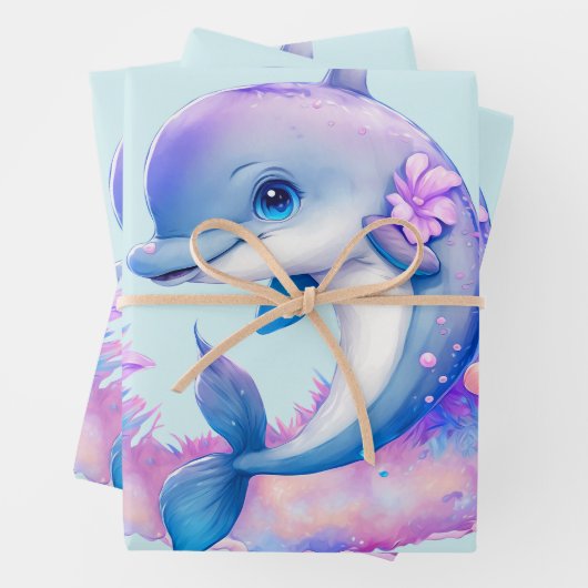 Niedliche Delphinmeerkreatur Geschenkpapier Set (Beispiel)