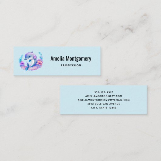 Niedliche Delphinmeerkreatur Mini Visitenkarte (Vorne/Hinten)