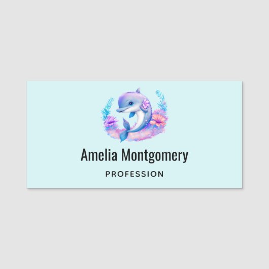 Niedliche Delphinmeerkreatur Namensschild (Vorderseite)