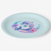 Niedliche Delphinmeerkreatur Pappteller (Schrägansicht)