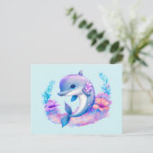 Niedliche Delphinmeerkreatur Postkarte (Stehend Vorderseite)