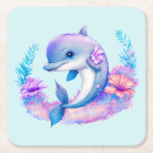 Niedliche Delphinmeerkreatur Rechteckiger Pappuntersetzer (Vorderseite)