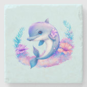 Niedliche Delphinmeerkreatur Steinuntersetzer (Vorderseite)