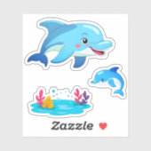 Niedliche Delphintiere Kinder Aufkleber (Blatt)