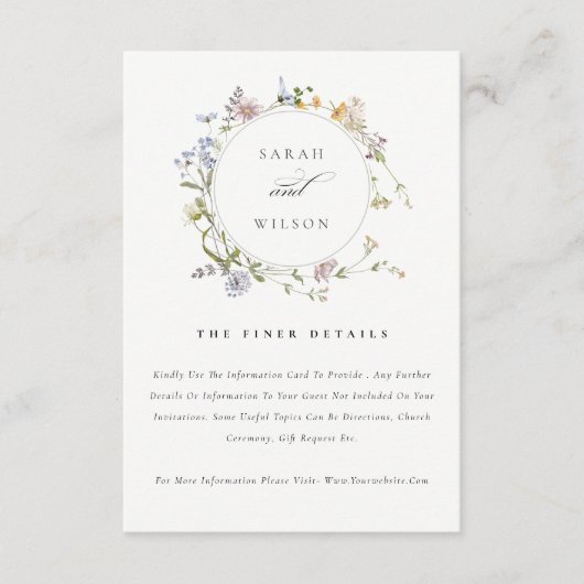 Niedliche Details zur Hochzeit auf der Wiese Begleitkarte (Vorderseite)