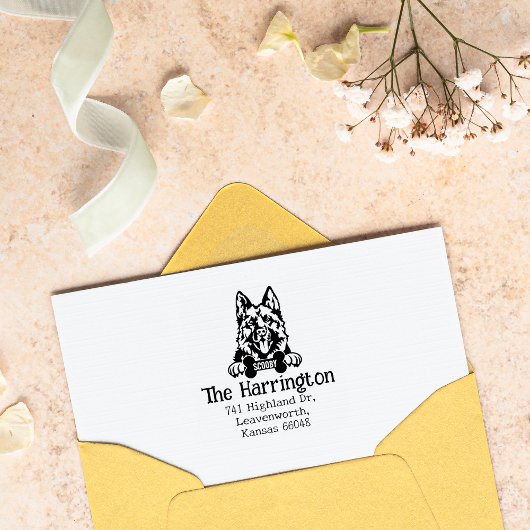 Niedliche Deutsche Shephard Custom Rücksendeadress Gummistempel