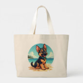 Niedliche Deutscher Schäferhund Welpe Beach Illust Jumbo Stoffbeutel (Rückseite)