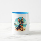 Niedliche Deutscher Schäferhund Welpe Beach Illust Tasse (Zentrum)