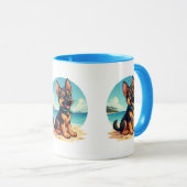 Niedliche Deutscher Schäferhund Welpe Beach Illust Tasse (VorderseiteRechts)