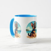 Niedliche Deutscher Schäferhund Welpe Beach Illust Tasse (Vorderseite Links)