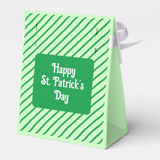 Niedliche Diagonal Streifen Grün und Weiß St Patri Geschenkschachtel (Rückseite)