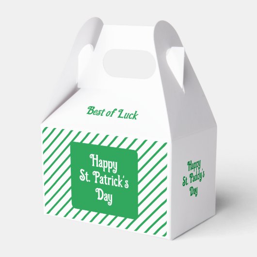 Niedliche Diagonal Streifen Grün und Weiß St Patri Geschenkschachtel (Vorderseite)
