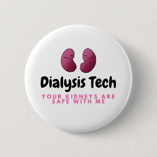 Niedliche Dialysetech-Rosa-Nieren-Nierenknopf Button