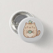 Niedliche dicke Katzenkaffee Button (Vorne & Hinten)