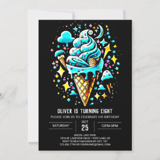 Niedliche Digital Sweet Boy Ice Cream Geburtstag Einladung