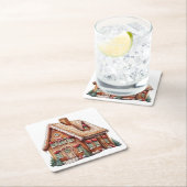 Niedliche digitale Malerei eines Lebkuchenhauses Rechteckiger Pappuntersetzer (Vor Ort)