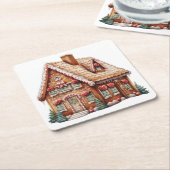 Niedliche digitale Malerei eines Lebkuchenhauses Rechteckiger Pappuntersetzer (angewinkelt)