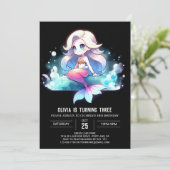 Niedliche digitale Mermaid Geburtstag Einladung (Stehend Vorderseite)