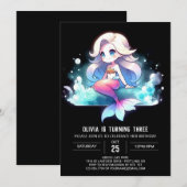 Niedliche digitale Mermaid Geburtstag Einladung (Vorne/Hinten)