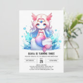 Niedliche digitale Mermaid Geburtstag Einladung (Stehend Vorderseite)