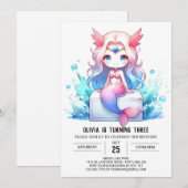 Niedliche digitale Mermaid Geburtstag Einladung (Vorne/Hinten)