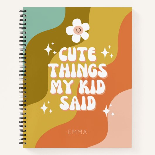 Niedliche Dinge sagte mein Kind Groovy farbenfroh Notizblock (Vorderseite)