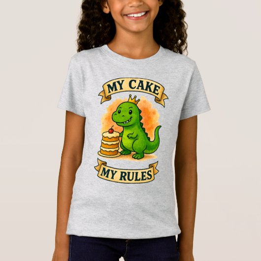Niedliche Dino Birthday King My Cake Meine Regeln T-Shirt (Vorderseite)