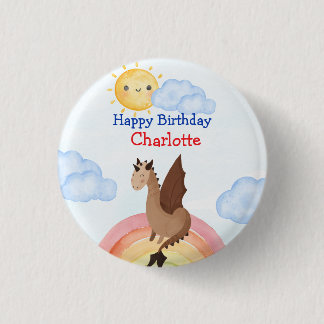Niedliche Dino Dragon Boy Geburtstagsparty Button