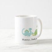 Niedliche Dino-Familie , Personalisierte Matching- Kaffeetasse (VorderseiteRechts)