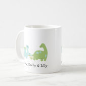 Niedliche Dino-Familie , Personalisierte Matching- Kaffeetasse (Vorderseite Links)