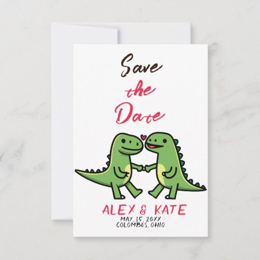 Niedliche Dino-Hochzeit Sichern Sie den Termin Ank Save The Date (Vorderseite)