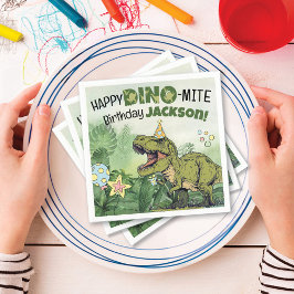 Niedliche Dino-Mite Kids Name Dinosaur Geburtstags Serviette