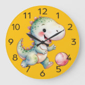 Niedliche Dino-T-Rex-Wandleuchte Große Wanduhr (Vorderseite)