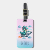 Niedliche Dino Trex Pilot Gepäckanhänger (Vorderseite vertikal)