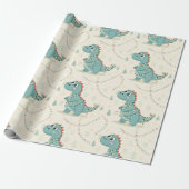 Niedliche Dino Weihnachtslichter Jungs & Kinder Geschenkpapier (Ungerollt)