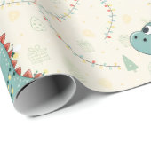 Niedliche Dino Weihnachtslichter Jungs & Kinder Geschenkpapier (Rolleneckpunkt)