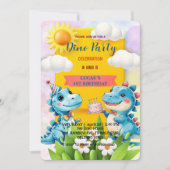 Niedliche DIno Wildblume Dinosaurier 1. Geburtstag Save The Date (Vorderseite)