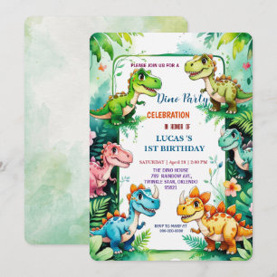 Niedliche DIno Wildblume Dinosaurier 1. Geburtstag Save The Date