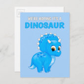 Niedliche Dinosaur Baby Boy Schwangerschaft Ankünd Ankündigungspostkarte (Vorne/Hinten)