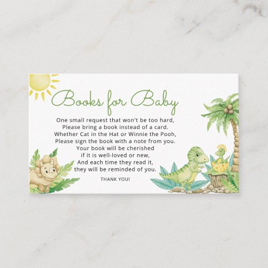 Niedliche Dinosaur Baby Duschbücher für Baby Begleitkarte (Vorderseite)