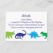 Niedliche Dinosaur Baby Dusche Dino Blue und Green Begleitkarte (Vorderseite)