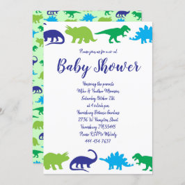 Niedliche Dinosaur Baby Dusche Dino Blue und Green Einladung
