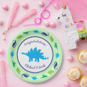 Niedliche Dinosaur Baby Dusche Dino Blue und Green Pappteller (Party)