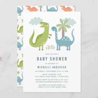 Niedliche Dinosaur Babydusche Einladung