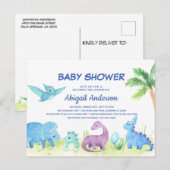 Niedliche Dinosaur Babydusche Einladung Postkarte (Vorne/Hinten)