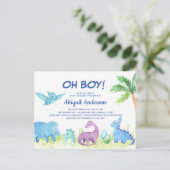 Niedliche Dinosaur Babydusche Einladung Postkarte (Stehend Vorderseite)
