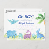 Niedliche Dinosaur Babydusche Einladung Postkarte (Vorne/Hinten)