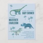 Niedliche Dinosaur Babydusche Einladungspostkarte (Vorderseite)