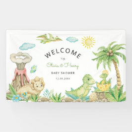 Niedliche Dinosaur Babydusche Empfang Banner