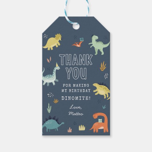 Niedliche Dinosaur Geburtstagsparty Feigwarts Tags Geschenkanhänger (Vorderseite)